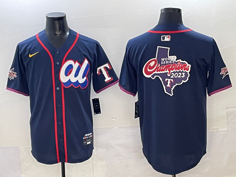 Men 2025 Texas Rangers blank blue Nike MLB All Star jersey style 5